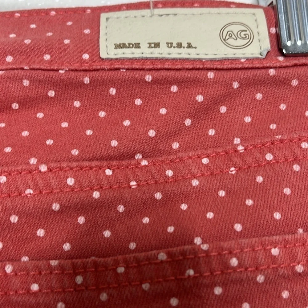 AG Adriano Goldschmied Pink Polka Dot Legging Super Skinny Ankle Jeans Size 26R